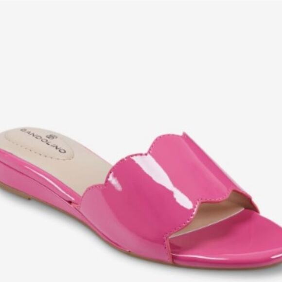 NIB Bandolino Wedge Heel Hot Pink Scalloped Sandal - Picture 1 of 3